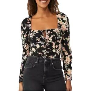 Free People Hillary NWT black and pink crop top